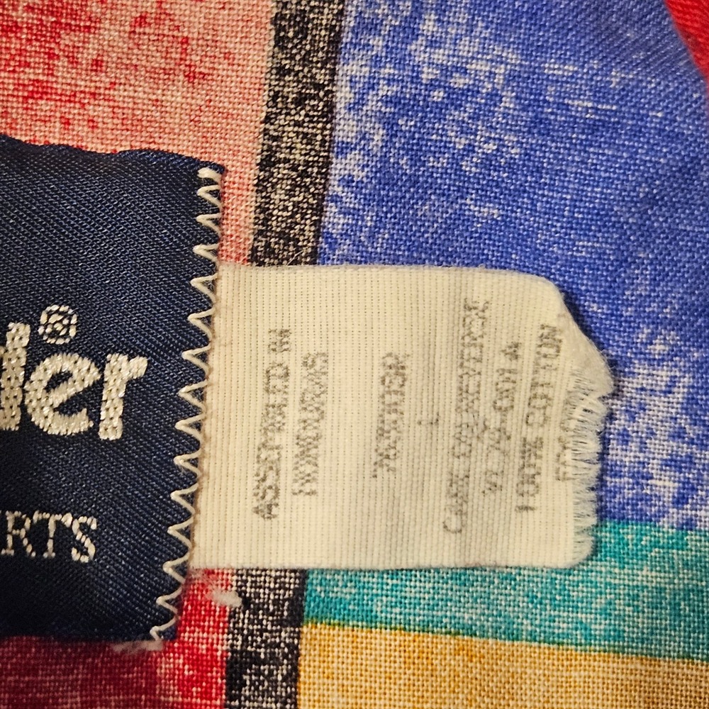 Vintage Wrangler Western Shirt Mens Large Multi Color Geometric Block Print 90s - Picture 5 of 9